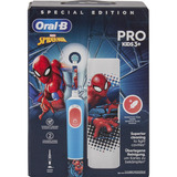 Procter & Gamble Vitality Pro Kids Spiderman Bambino Spazzolino rotante-oscillante Blu, Rosso, Spazzolino da denti elettrico blu/Bianco, Bambino, Spazzolino rotante-oscillante, Cura quotidiana, Sensibile, Super sensitive, Blu, Rosso, 7800 movimenti per minuto, 4 x 30 sec