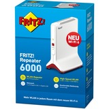 AVM FRITZ!Repeater 6000 FRITZ!Repeater 6000, Wi-Fi 6 (802.11ax), Banda tripla (2.4 GHz/5 GHz/5 GHz), Collegamento ethernet LAN, Rosso, Bianco, Router portatile