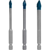 Bosch 2 608 900 595 punta per trapano Punta di centraggio 3 pz, Drill bit set Trapano, Martello perforatore, Punta di centraggio, 90 mm, Vetro, Ceramica dura, Tegola per tetto, Piastrella morbida, Pietra, Piastrella, Attacco esagonale, Acciaio inox