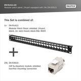 Digitus Pannello patch modulare, 24 porte, equipaggiato con 24x DN-93615, Patch Panel Nero