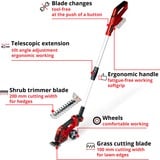 EINHELL Power X-Change Forbici a batteria per erba / cespugli GE-CG 18/100 Li T-Solo, 18 Volt, Forbici per erba rosso/Nero