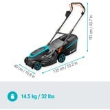 GARDENA Tosaerba a batteria PowerMax 37/36V P4A solo, 36Volt (2x18V), Rasaerba Nero/grigio