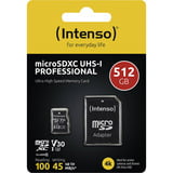 Intenso UHS-I Professional 512 GB microSDXC, Scheda di memoria Nero