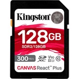 Kingston Canvas React Plus 128 GB SD UHS-II Classe 10 Nero, 128 GB, SD, Classe 10, UHS-II, 300 MB/s, 260 MB/s