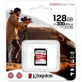 Kingston Canvas React Plus 128 GB SD UHS-II Classe 10 Nero, 128 GB, SD, Classe 10, UHS-II, 300 MB/s, 260 MB/s