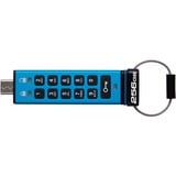 Kingston IronKey Keypad 200C USB-C da 256 GB, FIPS 140-3 livello 3 AES-256, Chiavetta USB FIPS 140-3 livello 3 AES-256, 256 GB, USB tipo-C, 3.2 Gen 1 (3.1 Gen 1), 280 MB/s, Sleeve, Blu
