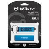 Kingston IronKey Keypad 200C USB-C da 256 GB, FIPS 140-3 livello 3 (in fase di approvazione) AES-256, Chiavetta USB FIPS 140-3 livello 3 (in fase di approvazione) AES-256, 256 GB, USB tipo-C, 3.2 Gen 1 (3.1 Gen 1), 280 MB/s, Sleeve, Blu