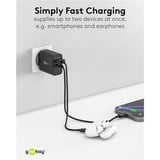 goobay Caricatore rapido duale USB-C PD GaN 30 W, Caricabatterie Nero