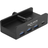 DeLOCK Hub USB esterno 5 Gbps a 4 porte 3 x USB Tipo-A e 1 x USB Tipo-C™ con vite di bloccaggio Nero