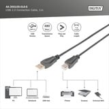 Digitus Cavo di collegamento USB 2.0 USB-A (spina) > USB-B (spina) Nero