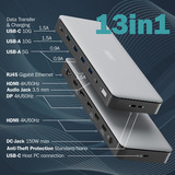 Digitus Docking station USB-C 13 porte grigio/Nero