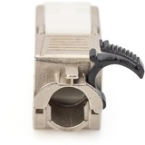 Digitus Modulo Keystone CAT 6A, schermato con supporto dei cavi intelligente, kit (24 pezzi) argento, schermato con supporto dei cavi intelligente, kit (24 pezzi), Argento, 14,5 x 35,3 x 19,5 mm, 19 g, -10 - 60 °C, 24 pz, Cina