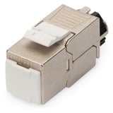 Digitus Modulo Keystone CAT 6A, schermato con supporto dei cavi intelligente, kit (24 pezzi) argento, schermato con supporto dei cavi intelligente, kit (24 pezzi), Argento, 14,5 x 35,3 x 19,5 mm, 19 g, -10 - 60 °C, 24 pz, Cina