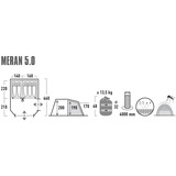 High Peak Tenda tunnel familiare Meran 5.0 grigio/Verde