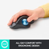 Logitech ERGO M575 Mouse Trackball Wireless - Facile controllo con il pollice, Tracciamento fluido, Design ergonomico e confortevole, per Windows, PC e Mac, con Bluetooth e USB grafite, Tracciamento fluido, Design ergonomico e confortevole, per Windows, PC e Mac, con Bluetooth e USB, Mano destra, Trackball, RF senza fili + Bluetooth, 2000 DPI, Grafite