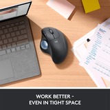 Logitech ERGO M575 Mouse Trackball Wireless - Facile controllo con il pollice, Tracciamento fluido, Design ergonomico e confortevole, per Windows, PC e Mac, con Bluetooth e USB grafite, Tracciamento fluido, Design ergonomico e confortevole, per Windows, PC e Mac, con Bluetooth e USB, Mano destra, Trackball, RF senza fili + Bluetooth, 2000 DPI, Grafite
