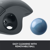 Logitech ERGO M575 Mouse Trackball Wireless - Facile controllo con il pollice, Tracciamento fluido, Design ergonomico e confortevole, per Windows, PC e Mac, con Bluetooth e USB grafite, Tracciamento fluido, Design ergonomico e confortevole, per Windows, PC e Mac, con Bluetooth e USB, Mano destra, Trackball, RF senza fili + Bluetooth, 2000 DPI, Grafite