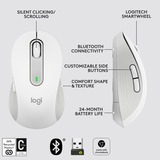 Logitech Signature M650 mouse Mano destra RF senza fili + Bluetooth Ottico 2000 DPI bianco, Mano destra, Ottico, RF senza fili + Bluetooth, 2000 DPI, Bianco