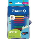 Pelikan Creative Factory Griffix 8 pz 8 pz, Nero, Blu, Marrone, Verde, Arancione, Rosso, Viola, Giallo, Triangolo, Cera, Bambino/Bambina, Formazione delle abilità motorie, Formazione delle abilità di pensiero creativo