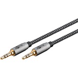 goobay Cavo di collegamento audio Plus AUX 3,5mm stereo Nero/Argento