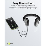goobay Cavo di collegamento audio Plus AUX 3,5mm stereo Nero/Argento