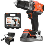 BLACK+DECKER Avvitatore a percussione a batteria POWERCONNECT BCD383D1XK, 18 Volt, Cordless arancione /Nero