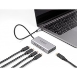 DeLOCK DeLock USB 10 Gbps USB Type-C Hub con 4 x USB Type-C + 1 x USB Type-C PD 85 Watt, Hub USB grigio