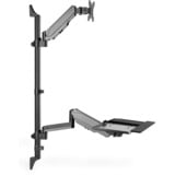 Digitus Postazione di lavoro flessibile per lavorare in piedi o seduti, montaggio a parete, schermo singolo, Base per monitor Nero, montaggio a parete, schermo singolo, 8 kg, 43,2 cm (17"), 81,3 cm (32"), 100 x 100 mm, Regolazione altezza, Nero