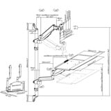 Digitus Postazione di lavoro flessibile per lavorare in piedi o seduti, montaggio a parete, schermo singolo, Base per monitor Nero, montaggio a parete, schermo singolo, 8 kg, 43,2 cm (17"), 81,3 cm (32"), 100 x 100 mm, Regolazione altezza, Nero