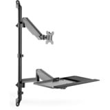 Digitus Postazione di lavoro flessibile per lavorare in piedi o seduti, montaggio a parete, schermo singolo, Base per monitor Nero, montaggio a parete, schermo singolo, 8 kg, 43,2 cm (17"), 81,3 cm (32"), 100 x 100 mm, Regolazione altezza, Nero