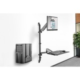 Digitus Postazione di lavoro flessibile per lavorare in piedi o seduti, montaggio a parete, schermo singolo, Base per monitor Nero, montaggio a parete, schermo singolo, 8 kg, 43,2 cm (17"), 81,3 cm (32"), 100 x 100 mm, Regolazione altezza, Nero