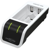 Ansmann Comfort Mini Batteria per uso domestico dC, USB bianco/Nero, Nichel-Metallo Idruro (NiMH), Stilo AA, Mini Stilo AAA