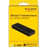 DeLOCK 42004 contenitore di unità di archiviazione Box esterno SSD Nero M.2, Disk enclosure Nero, Box esterno SSD, M.2, PCI Express, SATA, 10 Gbit/s, Collegamento del dispositivo USB, Nero