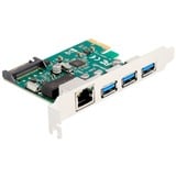 DeLOCK Scheda PCI Express x1 con 3 x USB 5 Gbps Tipo-A + 1 x Gigabit LAN, Controllore 