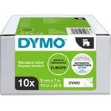 Dymo D1 etichette originali | 9 mm x 7 mm | stampa nera su bianco | etichette autoadesive per etichettatrice LabelManager | 10 pezzi, Nastro di scrittura Bianco, Etichetta per stampante autoadesiva, 9 mm, 7 m, 300 g, 10 pz