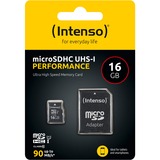 Intenso 3424470 memoria flash 16 GB MicroSD UHS-I Classe 10 Nero, 16 GB, MicroSD, Classe 10, UHS-I, Class 1 (U1), Resistente agli urti, A prova di temperatura, Impermeabile, A prova di raggi X