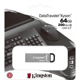 Kingston DataTraveler Drive Flash USB Kyson da 64GB, Chiavetta USB argento, 64 GB, USB tipo A, 3.2 Gen 1 (3.1 Gen 1), 200 MB/s, Senza coperchio, Argento