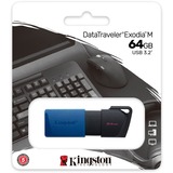 Kingston DataTraveler Exodia M unità flash USB 64 GB USB tipo A 3.2 Gen 1 (3.1 Gen 1) Nero, Blu blu/Nero, 64 GB, USB tipo A, 3.2 Gen 1 (3.1 Gen 1), Lamina di scorrimento, 10 g, Nero, Blu