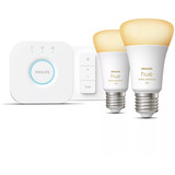 Philips Hue White Ambiance Set di avvio: Lampadina E27 A60 Confezione doppia + Dimmer, Lampada a LED 