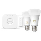 Philips Hue White Ambiance Set di avvio: Lampadina E27 A60 Confezione doppia + Dimmer, Lampada a LED 