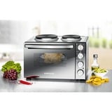 Rommelsbacher KM 3300 cucina Fornetto da appoggio Piastra sigillata Nero, Argento, Mini cucina argento/Nero, Fornetto da appoggio, Nero, Argento, Manopola, Argento, Frontale, Piastra sigillata