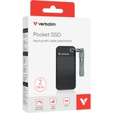 Verbatim Pocket SSD 2 TB USB tipo-C 3.2 Gen 2 (3.1 Gen 2) Nero, Grigio, Disco a stato solido Nero/grigio, 2 TB, USB tipo-C, 3.2 Gen 2 (3.1 Gen 2), 1000 MB/s, 10 Gbit/s, Nero, Grigio