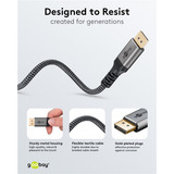 goobay Plus Cavo DisplayPort 2.0/2.1, 8K @ 144Hz, 54 Gbit/s grigio