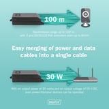 Digitus Iniettore Gigabit Ethernet PoE+, 802.3at 30 W, Iniettore PoE Nero