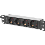 Digitus Multipresa 10" con profilo in alluminio, 4 vie, 1U, Ciabatta Nero/alluminio