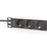 Digitus Multipresa 10" con profilo in alluminio, 4 vie, 1U, Ciabatta Nero/alluminio