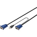 Digitus Set di cavi KVM USB DS-19231, per console KVM, Cavo a Y Nero