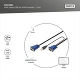 Digitus Set di cavi KVM USB DS-19231, per console KVM, Cavo a Y Nero