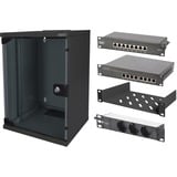 Digitus Set di rete 254 mm (10"), IT armadio Nero, Rack indipendenti, 9U, 30 kg, Lucchetti, Griglie, Nero