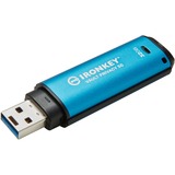 Kingston IronKey Vault Privacy 50 unità flash USB 32 GB USB tipo A 3.2 Gen 1 (3.1 Gen 1) Blu celeste/Nero, 32 GB, USB tipo A, 3.2 Gen 1 (3.1 Gen 1), 250 MB/s, Cuffia, Blu